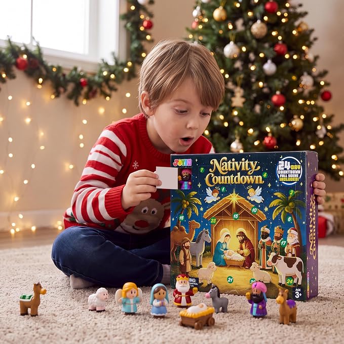 JOYIN 24 PCS Christmas Advent Calendar - Nativity Figurine Set