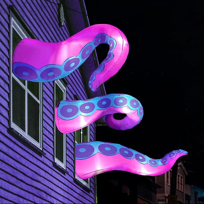 Joiedomi 3 PCS Halloween Inflatable Octopus Tentacles - LED Outdoor Decor