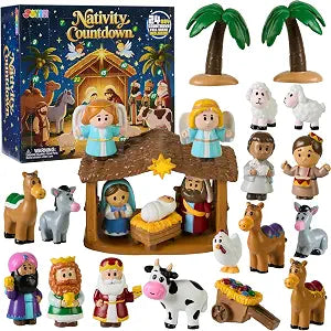 JOYIN 24 PCS Christmas Advent Calendar - Nativity Figurine Set