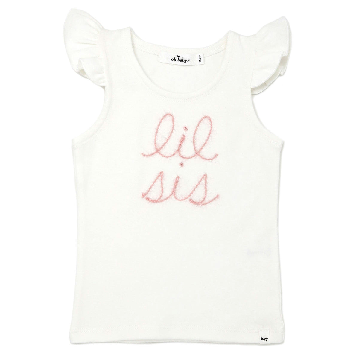"lil sis" Embroidered Cotton Baby Rib Full Sleeve Tank