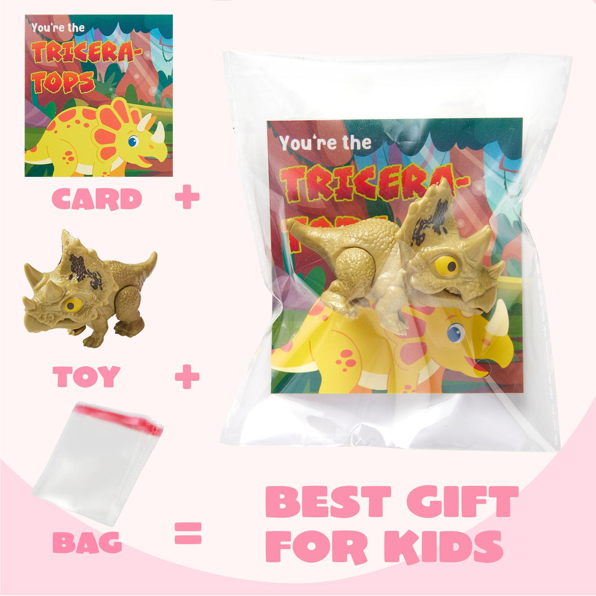 24 Pcs Valentine's Day Cards with Dinosaur Toys