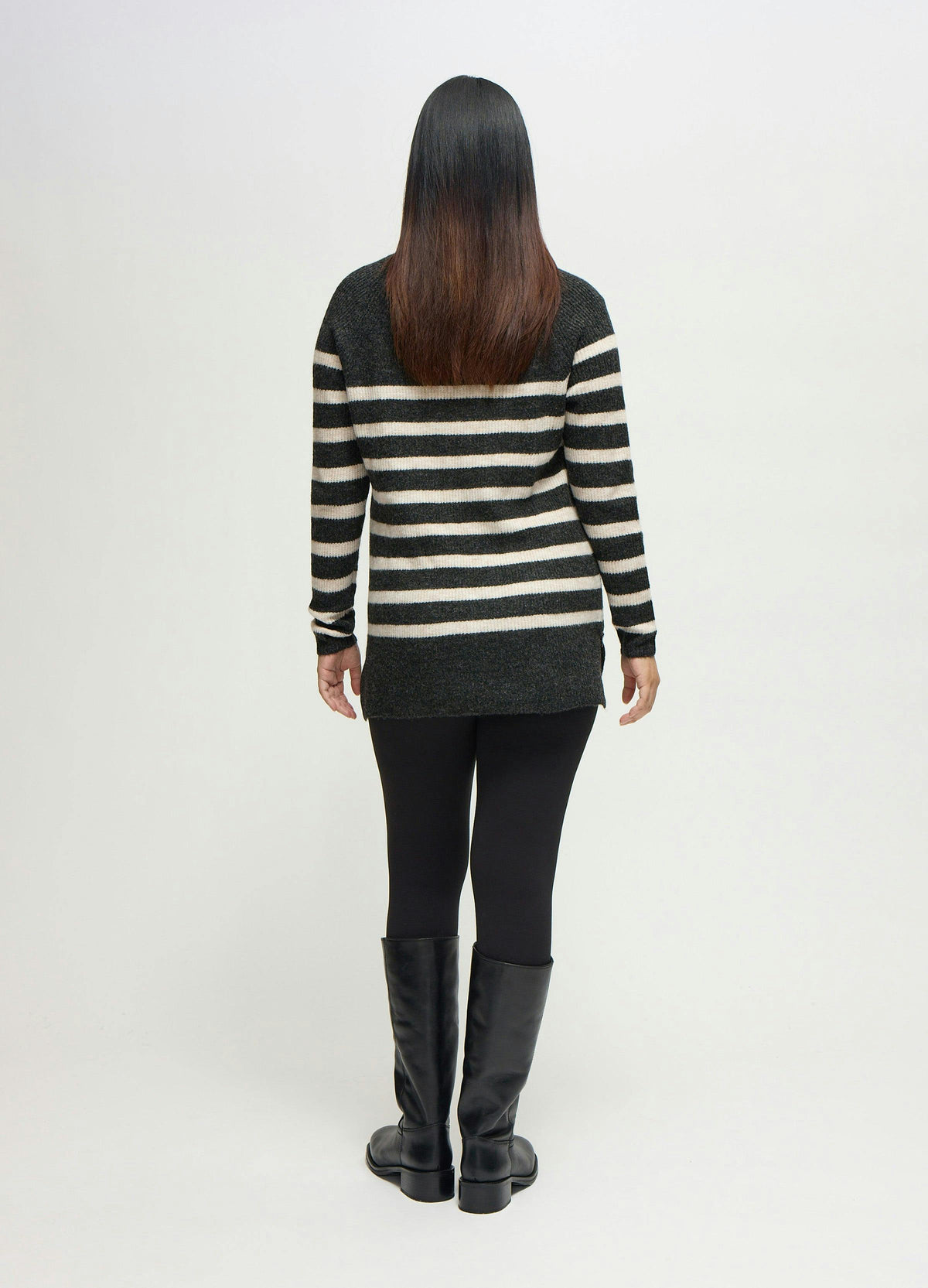 Striped Mock Neck Maternity & Nursing Tunic Sweater