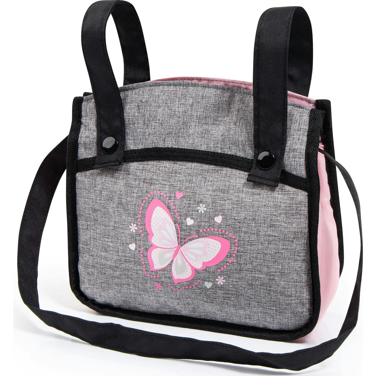 Bayer Design Dolls: Xeo Twin Pram - Grey & Pink