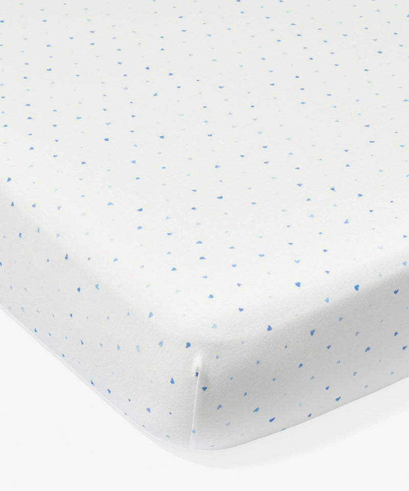 Crib Sheet, Blue Hearts