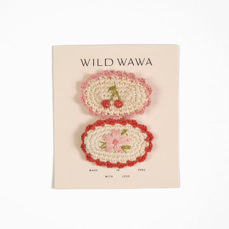 Crochet Clip Set in Cherry Bloom