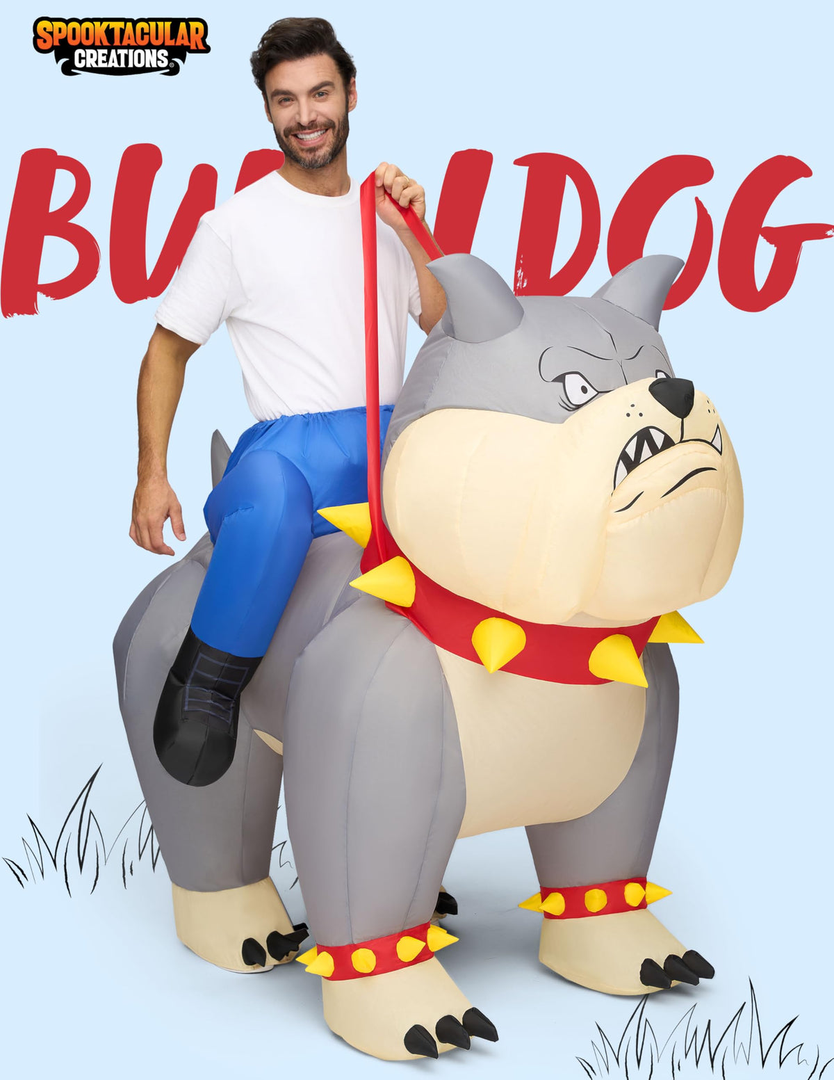 Adult Inflatable Bulldog Costume - Funny Halloween Ride-On