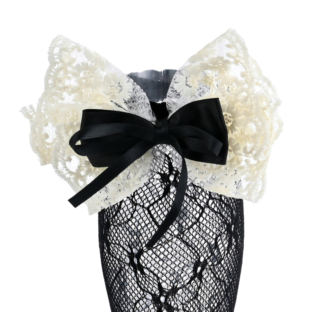 Embroidered Ribbon Bow Long Socks