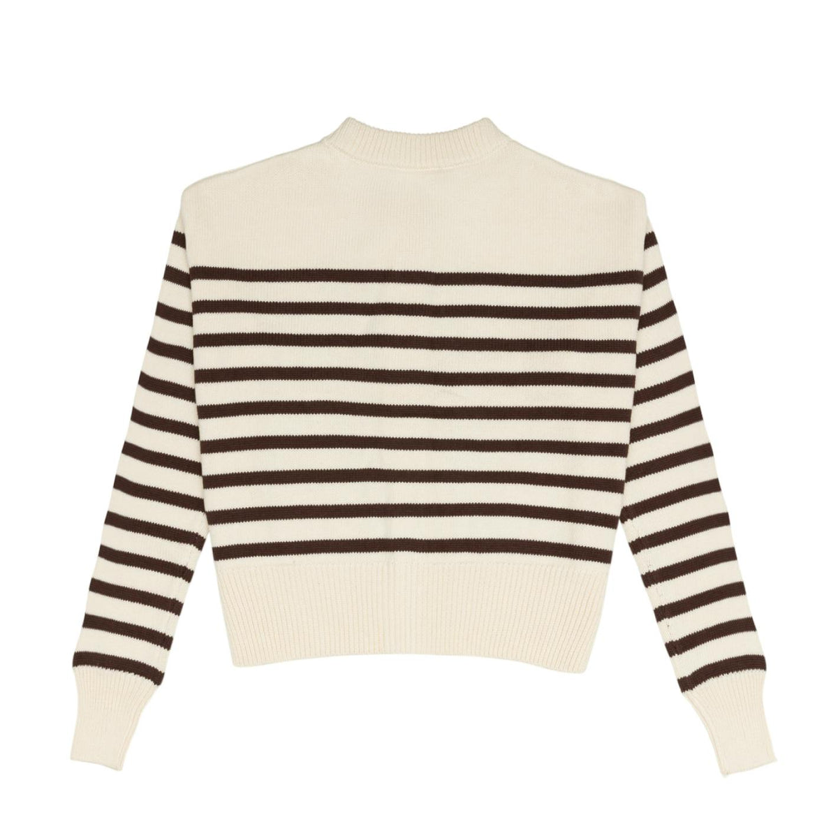 women's cream and brown stripe cropped knit cardigan
