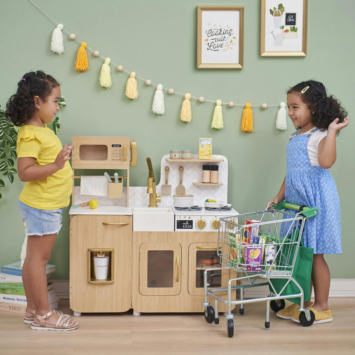 Little Chef Cyprus Medium Play Kitchen - Light Oak/White