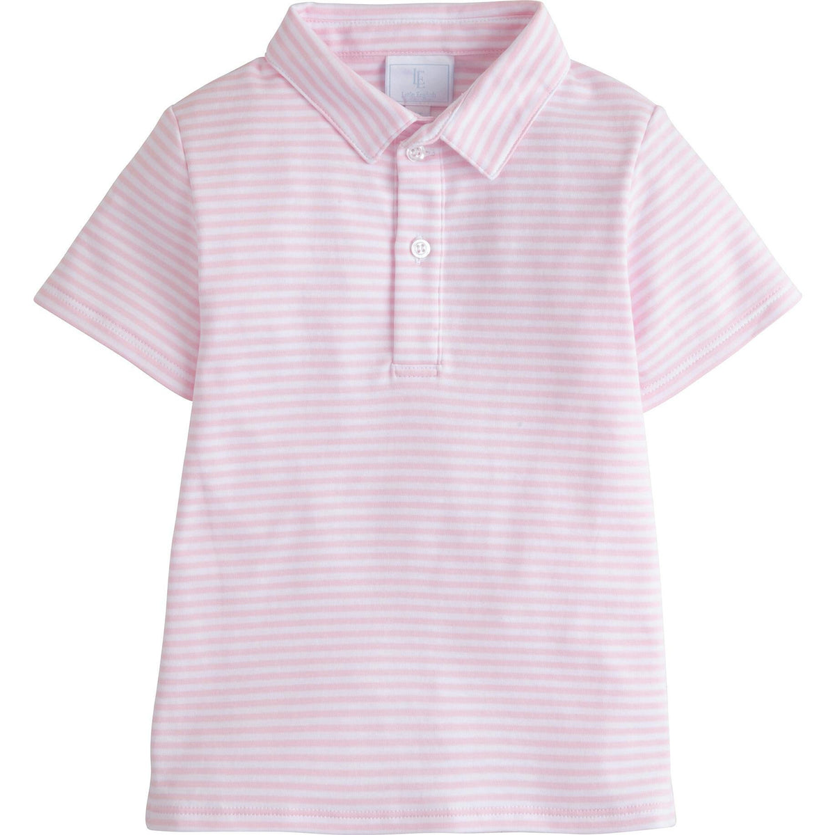 Short Sleeve Polo - Light Pink Stripe