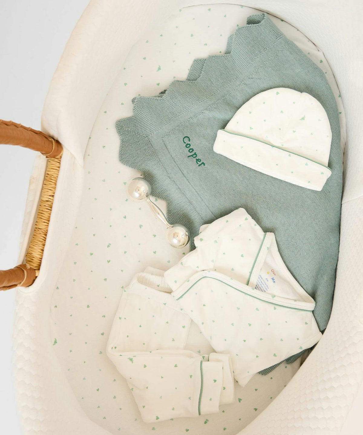 Crib Sheet, Seafoam Hearts