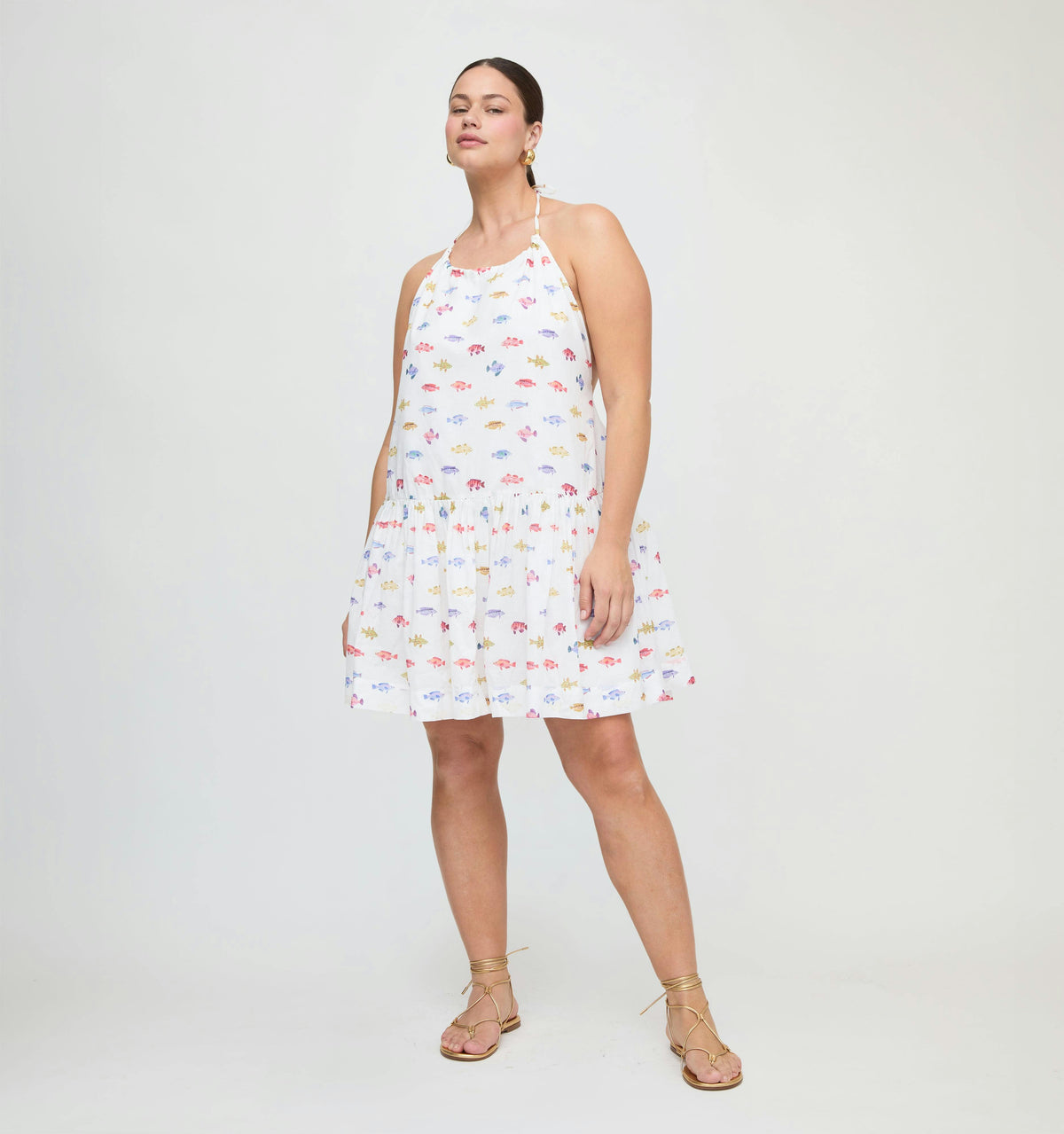 The Sol Tunic Dress - White Rainbow Fish