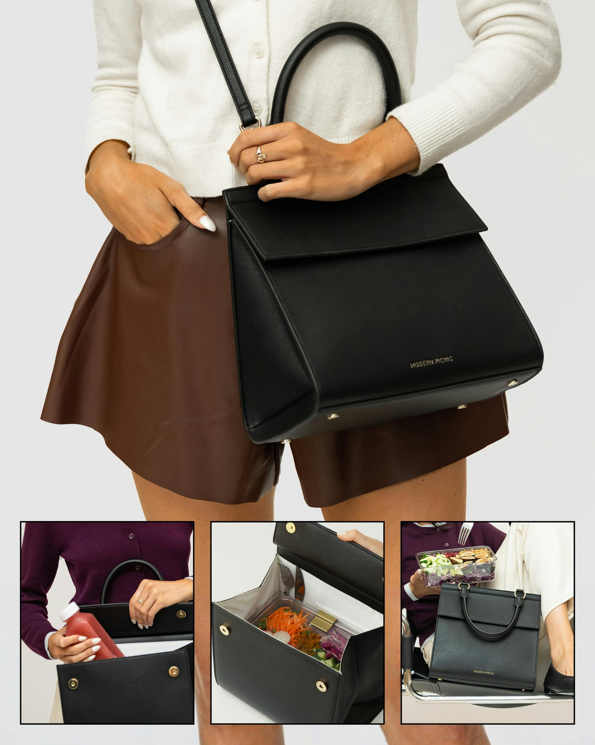 Medium Stylish, Chic Insulated Lunchbox, Black
