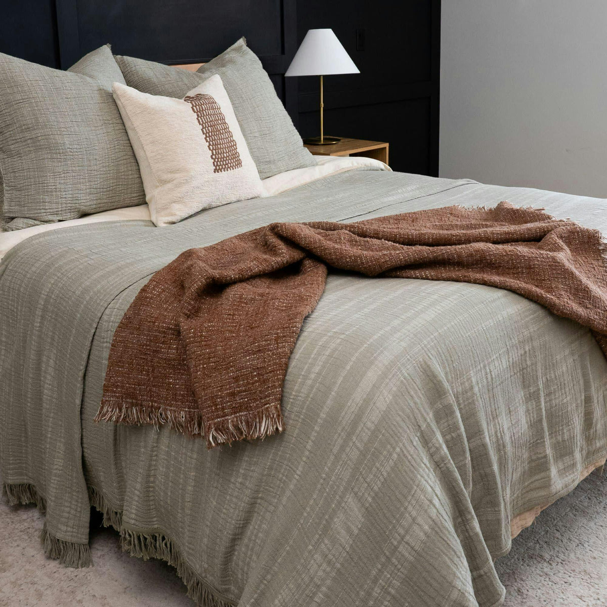 Sage Fringe Bedspread, Green