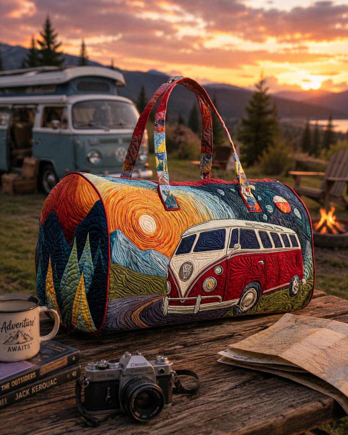Hippie Van Quilted Duffle Bag