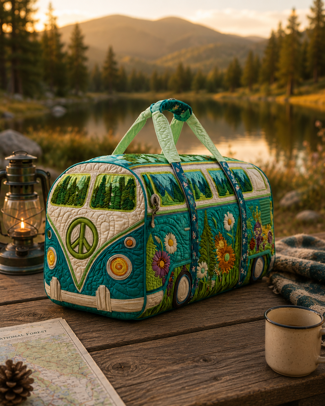 Hippie Van Quilted Duffle Bag
