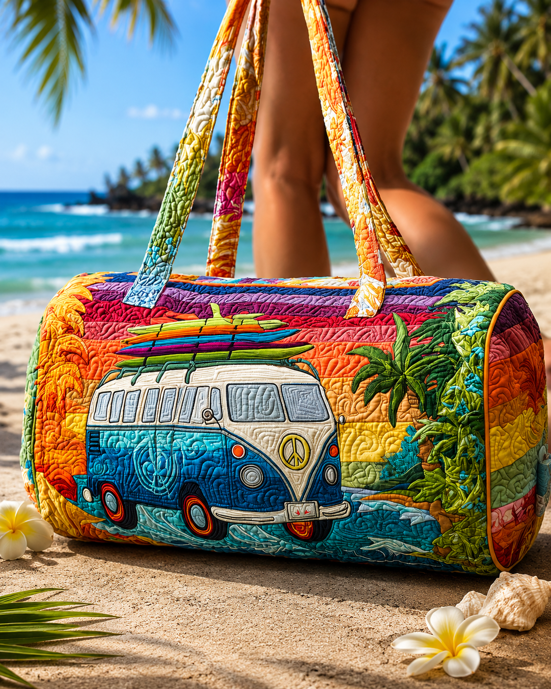 Hippie Van Quilted Duffle Bag