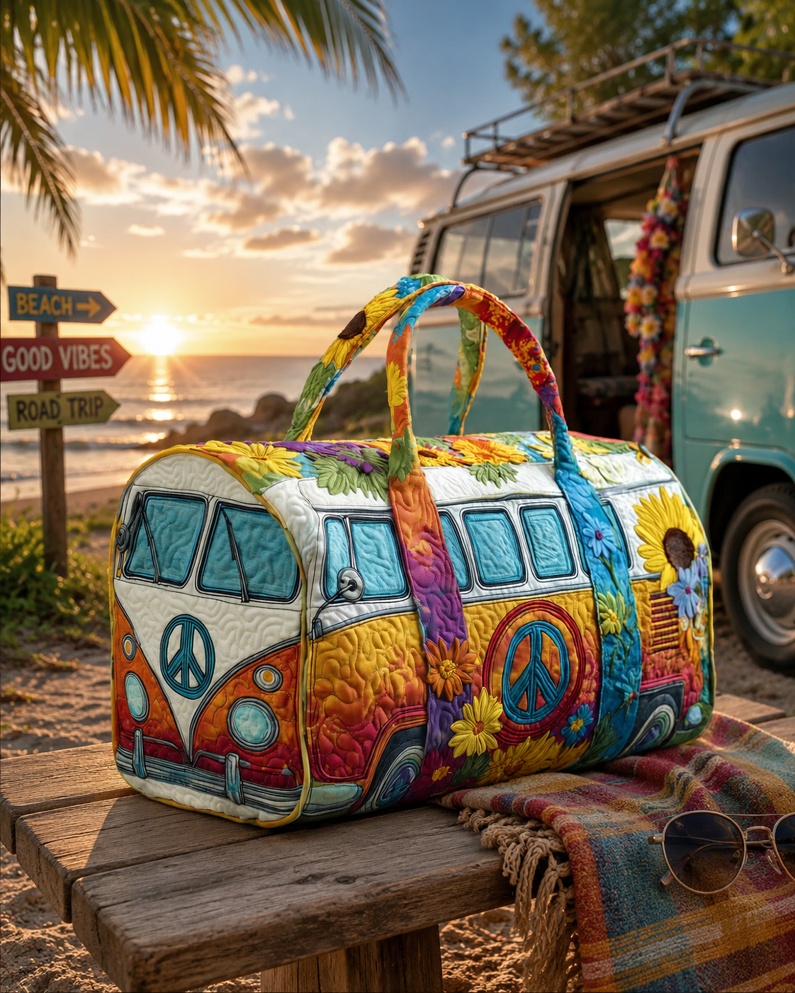 Hippie Van Quilted Duffle Bag