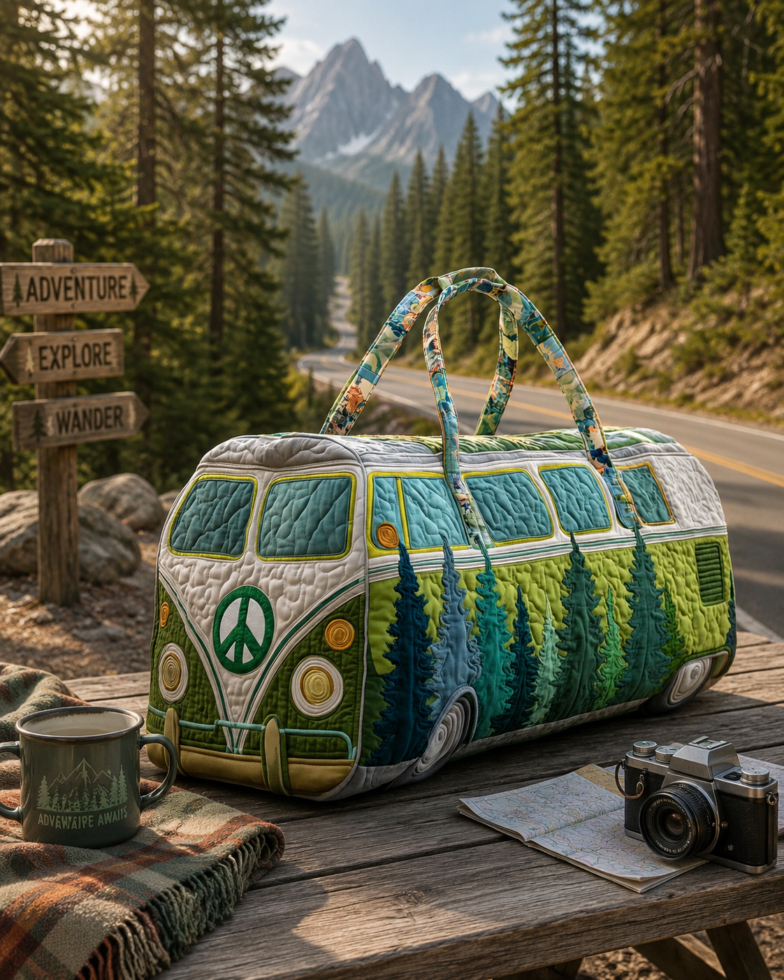 Hippie Van Quilted Duffle Bag