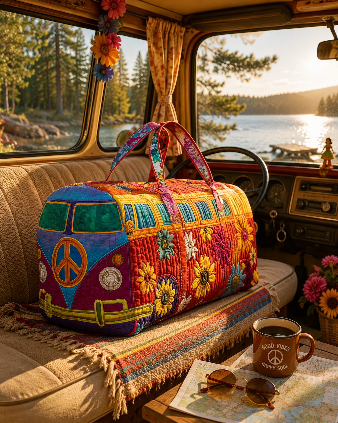 Hippie Van Quilted Duffle Bag