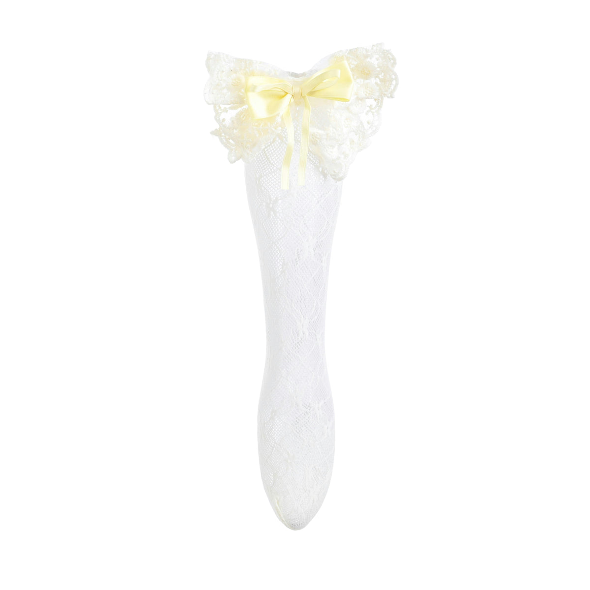 Embroidered Ribbon Bow Long Socks