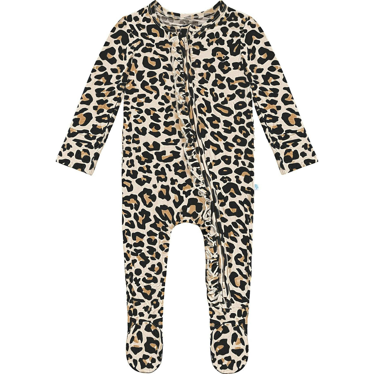 Lana Leopard Tan Footie Ruffled Zippered One Piece