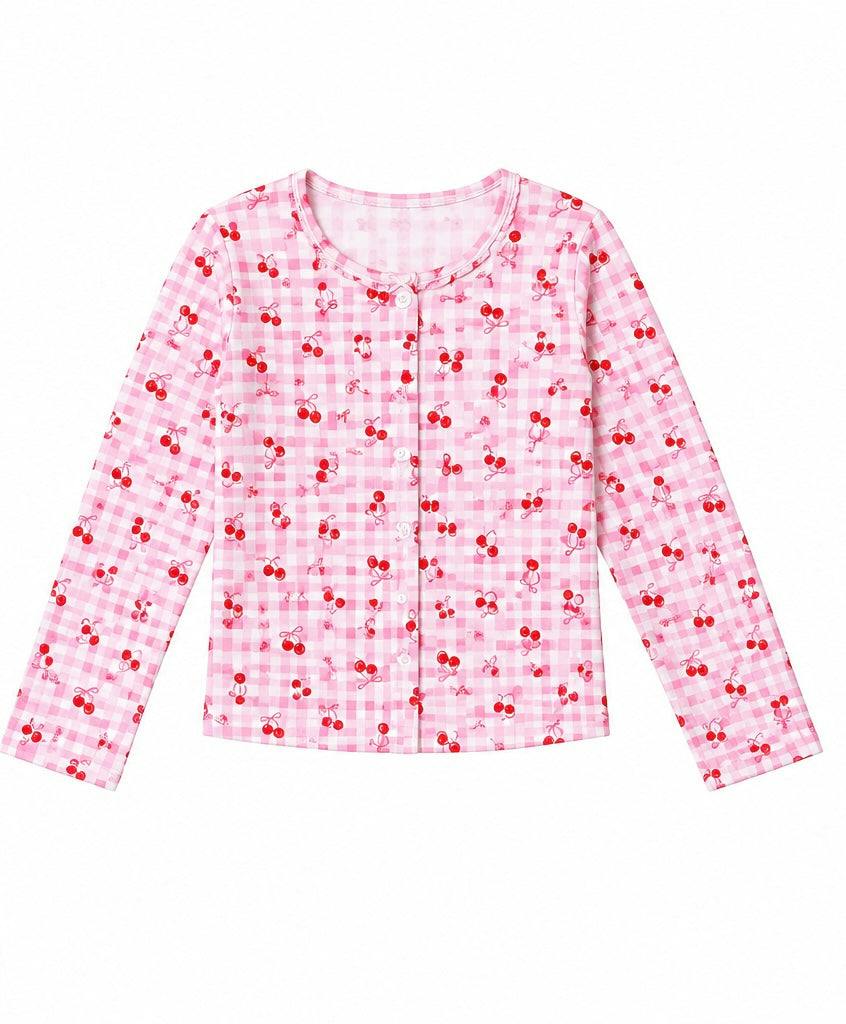 Girls Printed Pointelle Cardigan