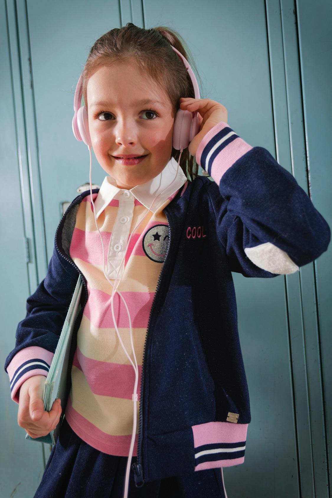 Polo Top Pink And Beige Stripes