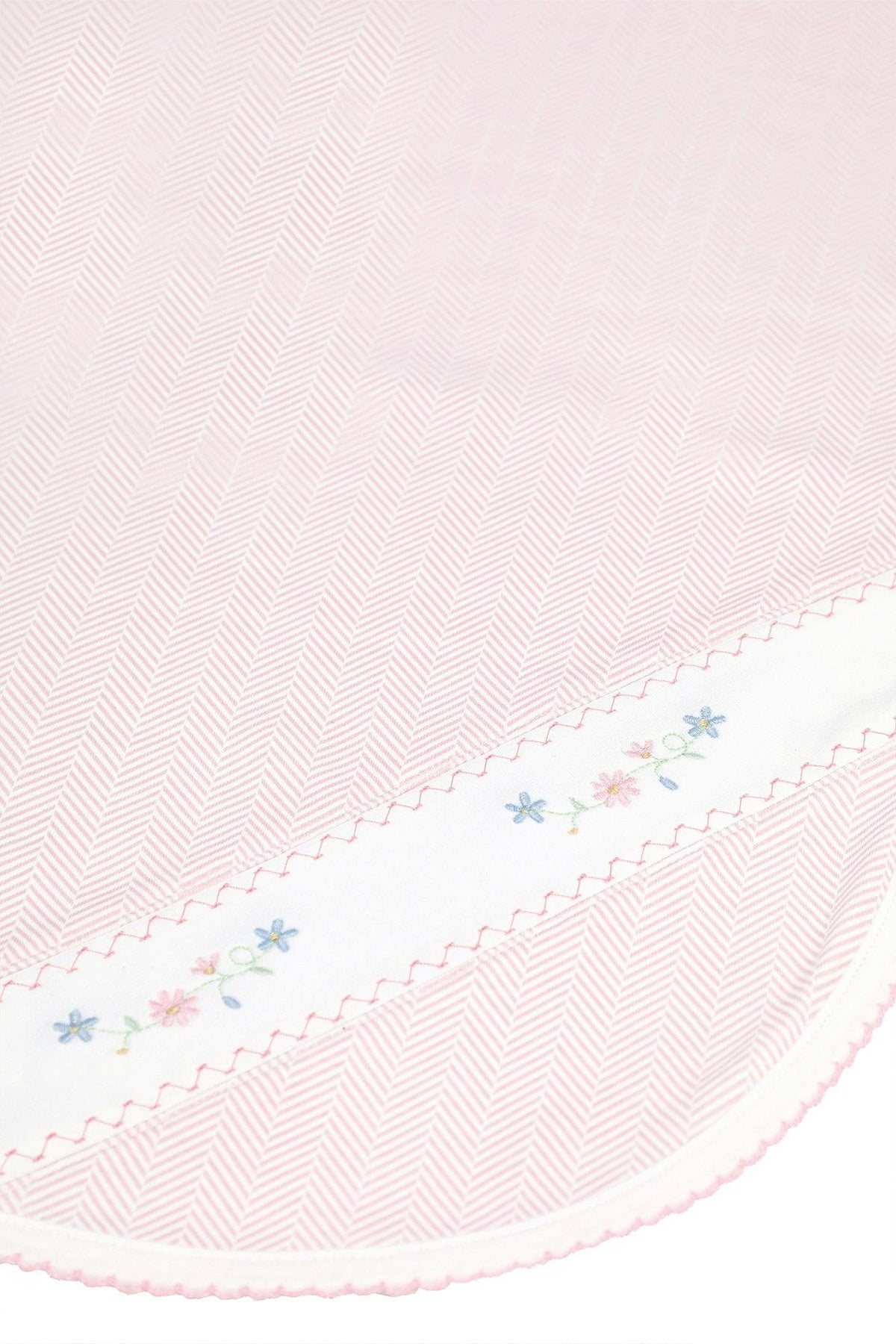Pink Herringbone Embroidered Receiving Blanket