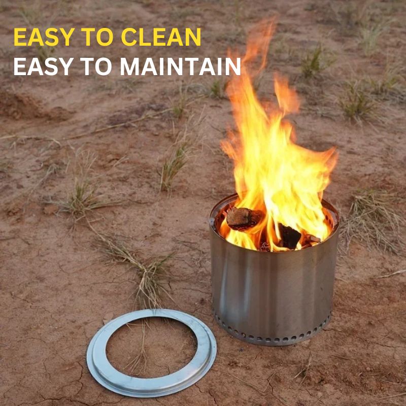 Smokeless Fire Pit with Airflow Chamber and Removable Ash Pan, Portable Stainless Steel