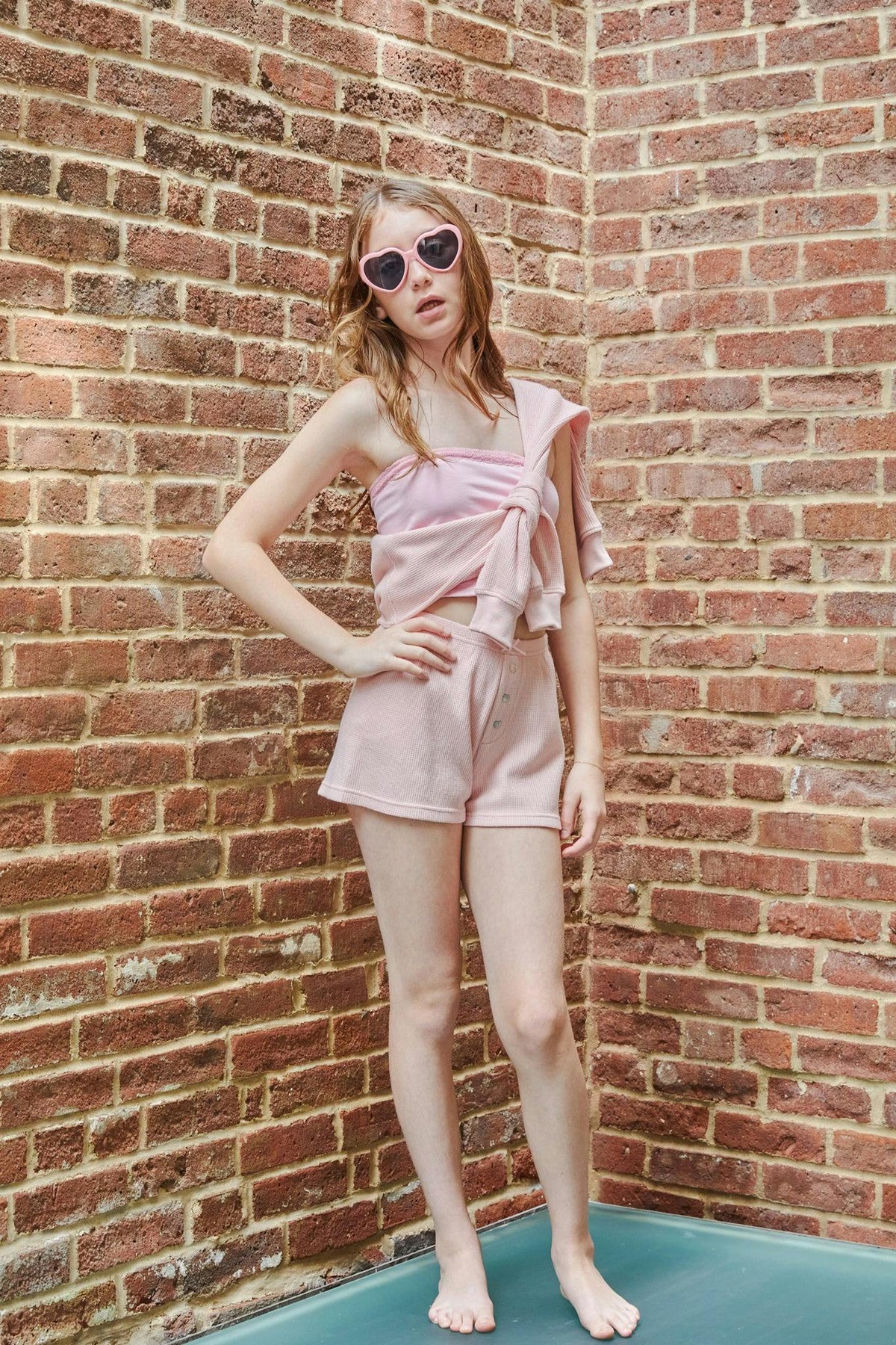 Wes Pastel Pink Waffle Short
