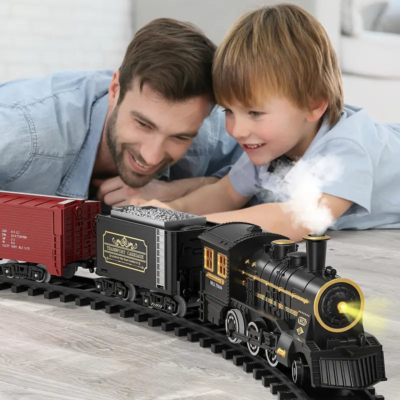 Toy Train Set, Battery Powered Electric Train with Realistic Sounds and Easy to Assemble Tracks