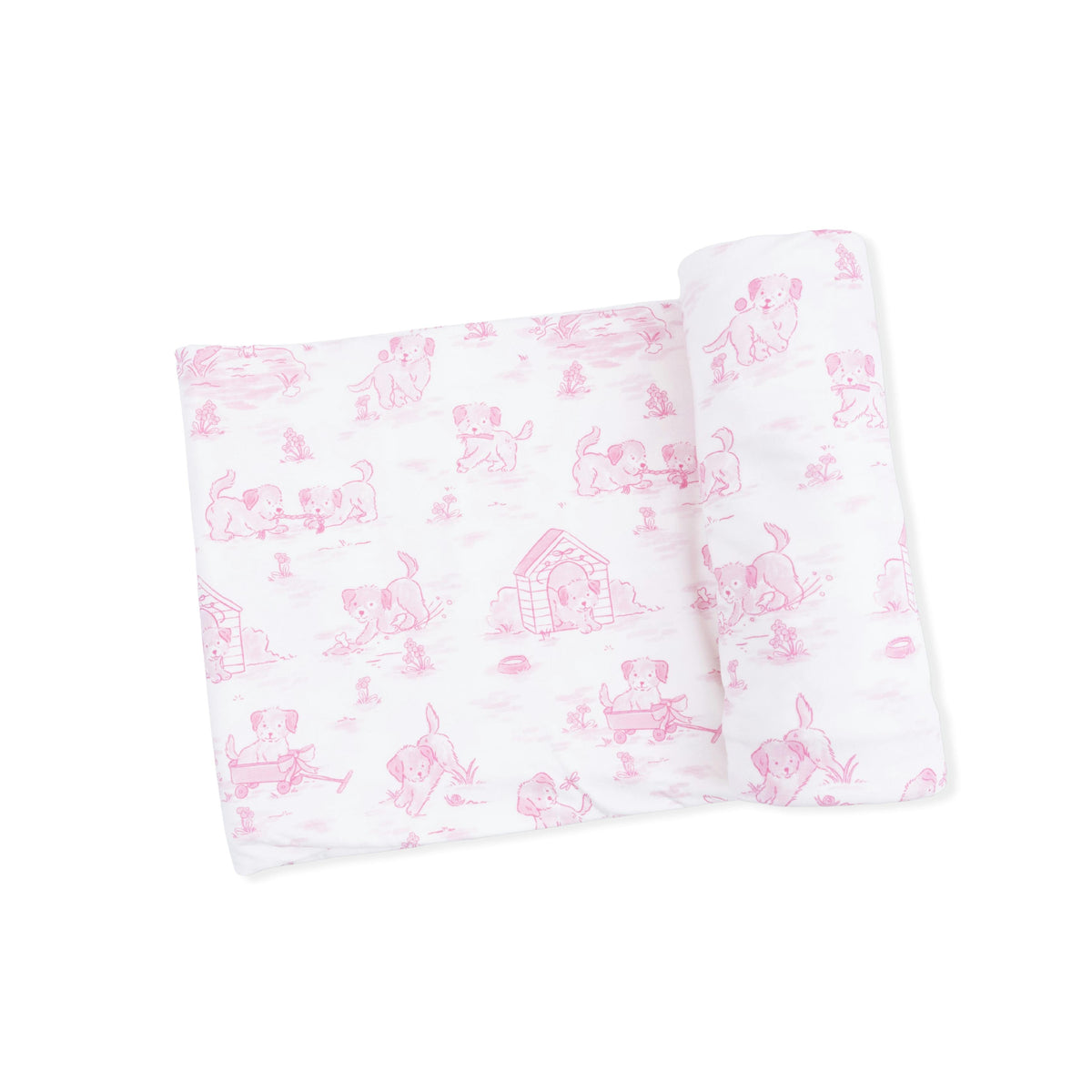 Puppy Toile Pink - Swaddle Blanket
