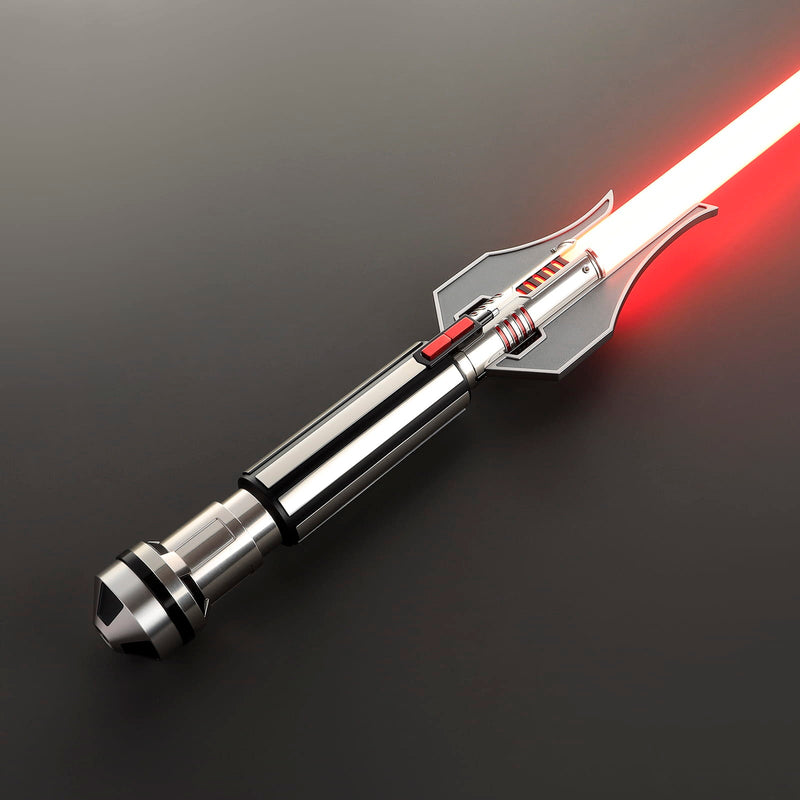 Darth Jadus Inspired Lightsaber – Silver Hilt with Red Accents