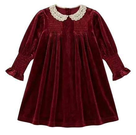 Smocked Velour Dress