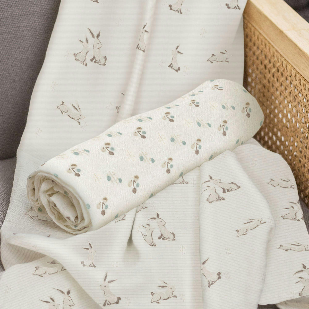 Avery Poppy 100% Organic Cotton Muslin Swaddle Blanket