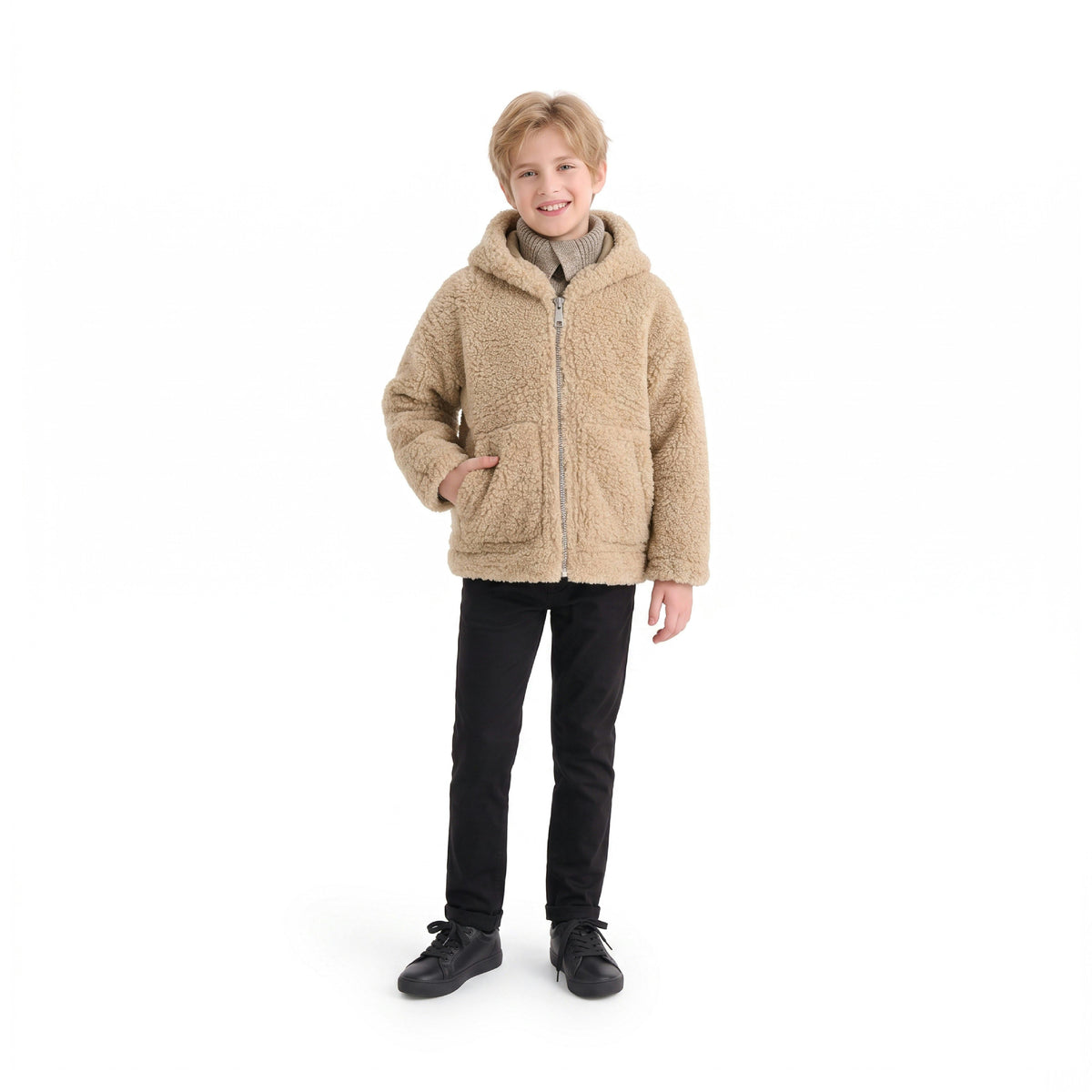 Beige Zip Fleece Jacket