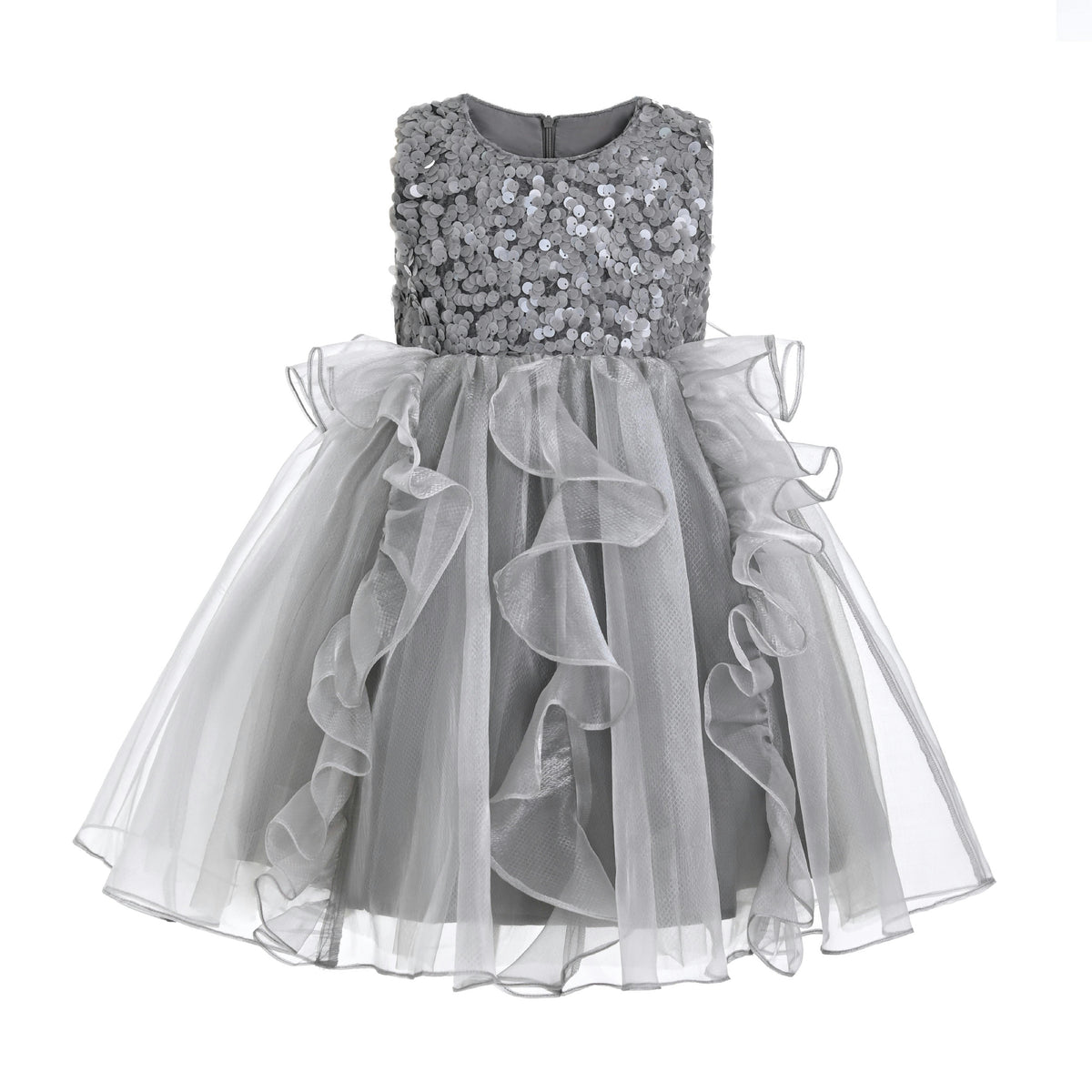 Gray Leonora Sequin Tulle Dress
