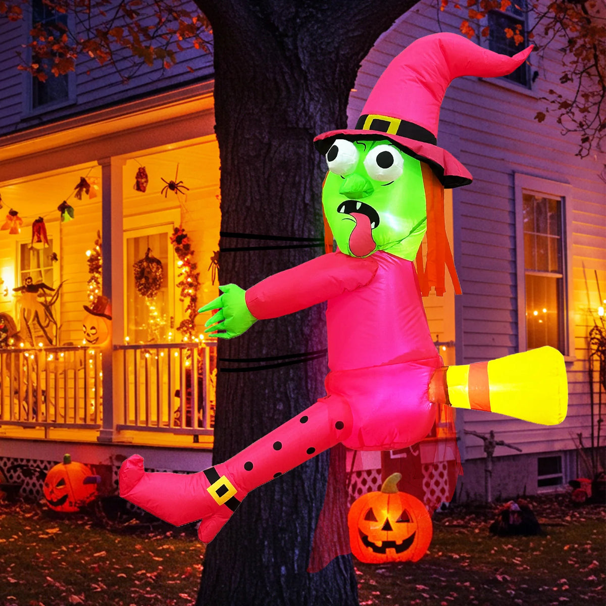 Halloween Inflatable Crashing Witch LED Decoration 1.5m