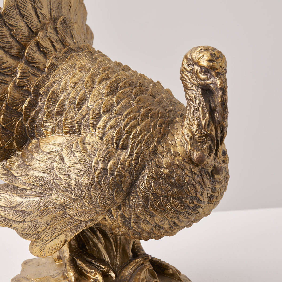 Bronzed Turkey Centerpiece for Fall Tabletop Display, 10 Inches