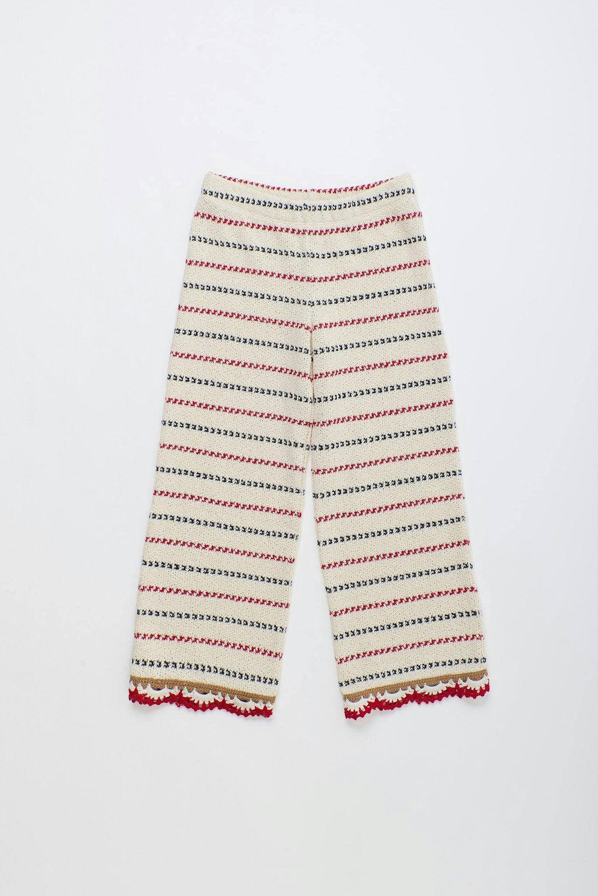 BARCOS KNIT PANTS OFF WHITE / RED
