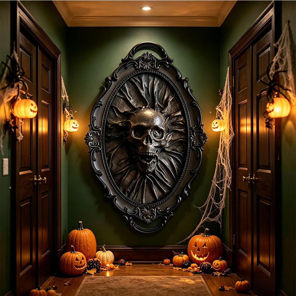 Gothic Skull and Spider Wall Hanging