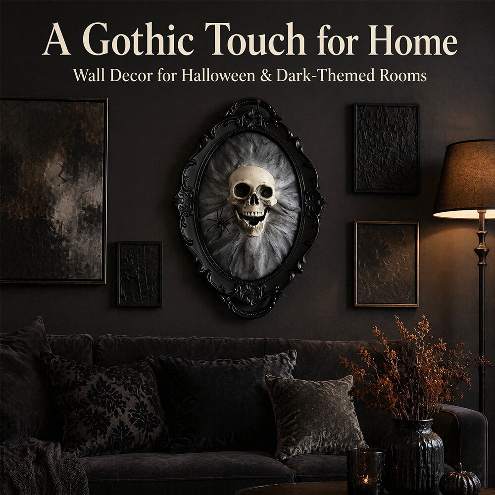 Gothic Skull and Spider Wall Hanging