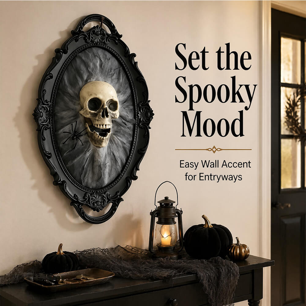 Gothic Skull and Spider Wall Hanging