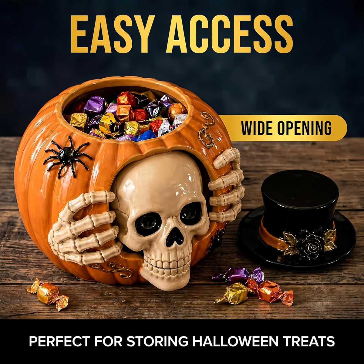 Skull and Pumpkin Halloween Candy Jar