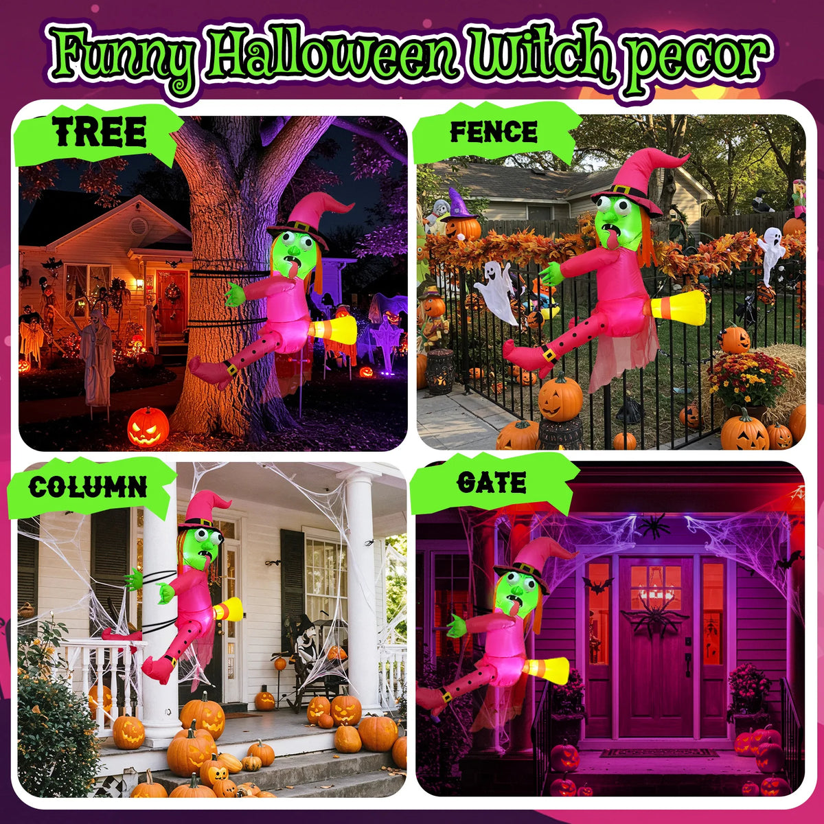 Halloween Inflatable Crashing Witch LED Decoration 1.5m