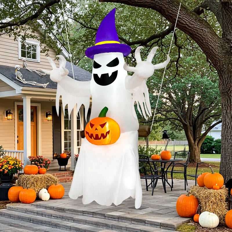 Inflatable Pumpkin Skeleton Ghost Halloween Yard Decoration LED Lights 1.8m