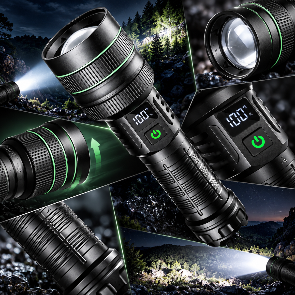 High Lumen Flashlight Powerful Hunting Adjustable Beam