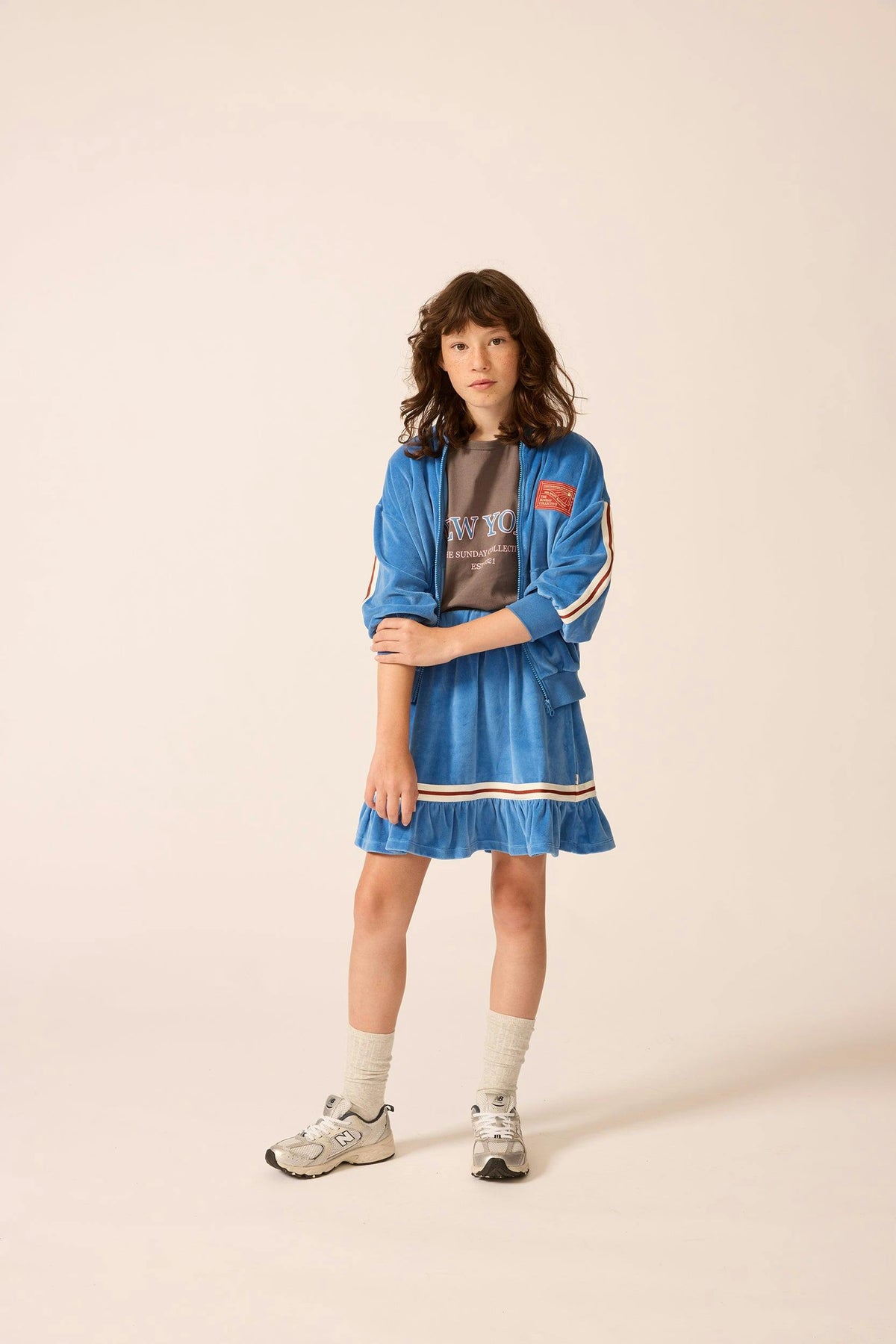 Velour Track Jacket in Blue Note