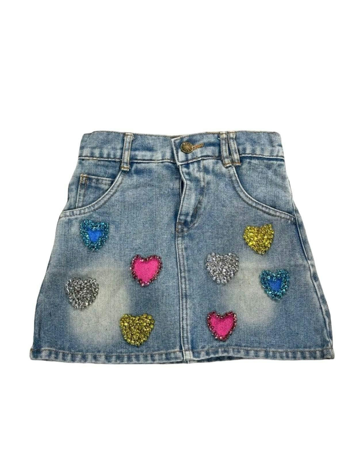 Sparkle Heart Denim Skirt